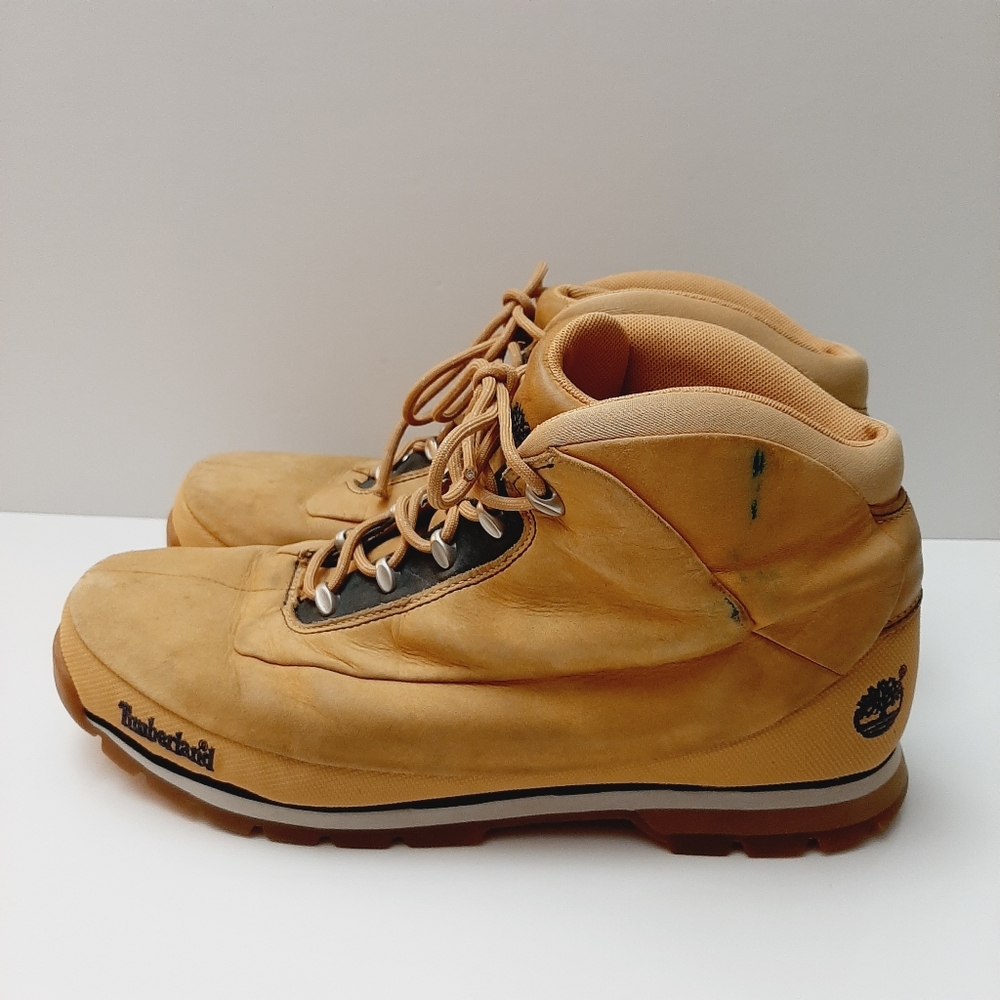 TIMBERLAND Light Brown / Tan Leather Combo Lace-Up Comfy Boots Men's Sz 11.5 - Picture 8 of 16